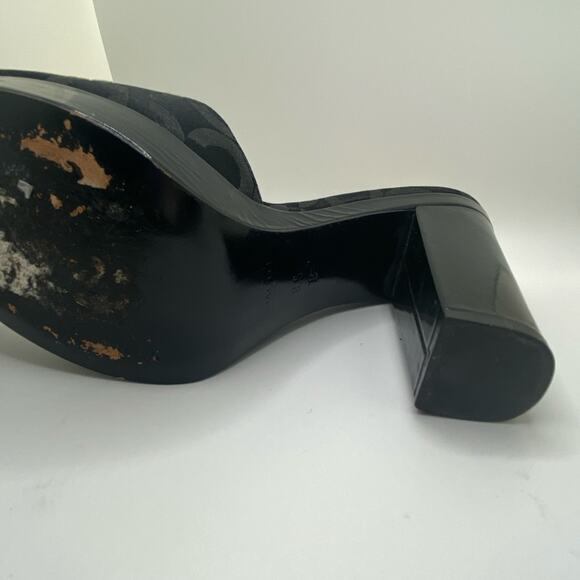 COACH Vintage Black Gold Toggle Platform Block Heel Slide Sz. 8.5 - Picture 7 of 7